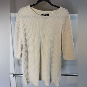 Cream Textured Short Sleeve Top